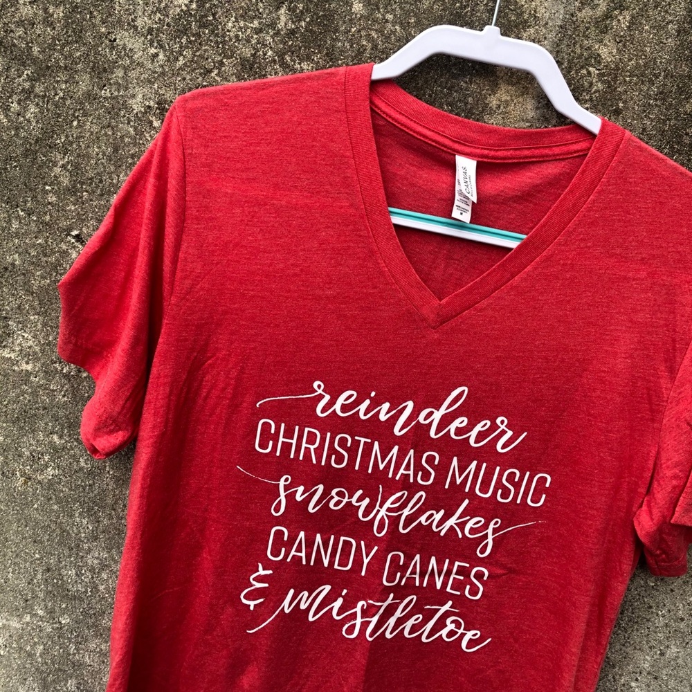 Christmas Themed V-Neck Shirt - Picture 3 of 6